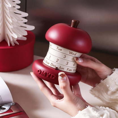 Apple core perpetual desk calendar styled on a desk