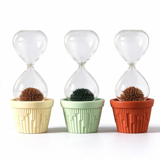 Magnetic hourglass cactus plant pot in yellow, green and terracotta