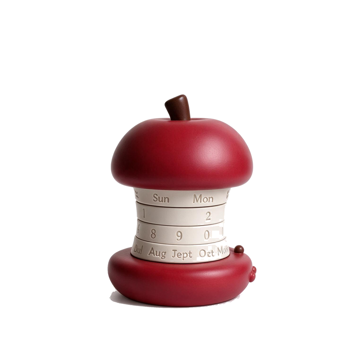Apple core perpetual desk calendar, angled view