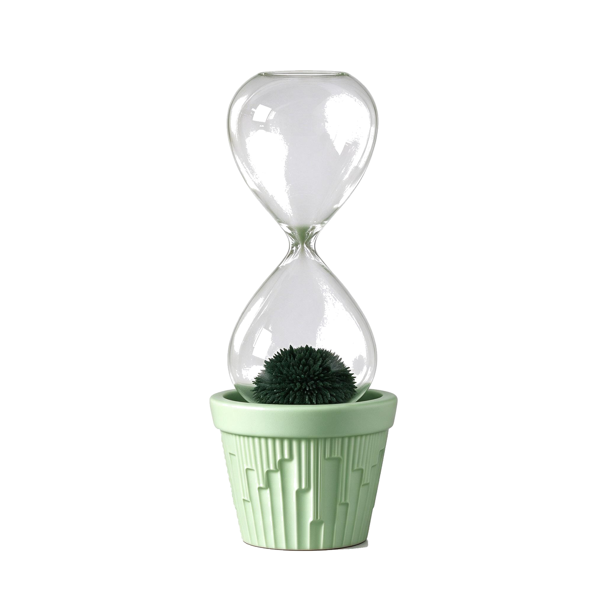 Magnetic hourglass cactus plant pot, green