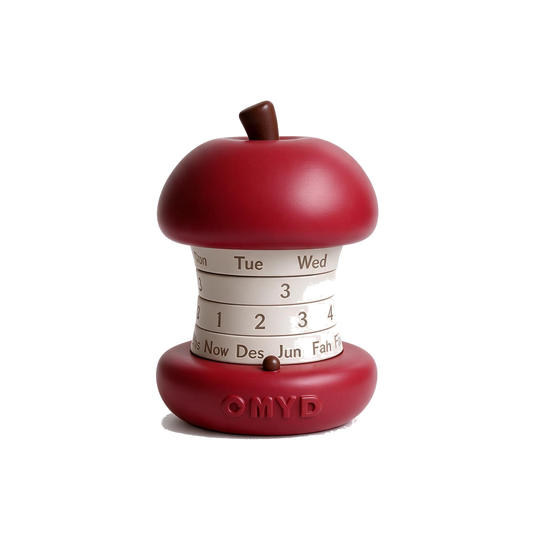 Apple core perpetual desk calendar in red, front view